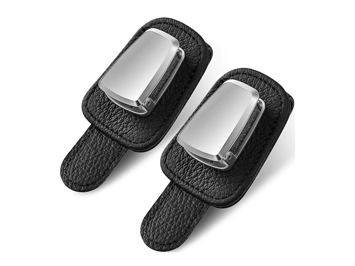 Suporte Para Óculos De Sol Para Viseira De Carro, Suporte Universal Para Óculos Com Liga De Alumínio E Revestimento Em Couro, Armazenamento Elegante P