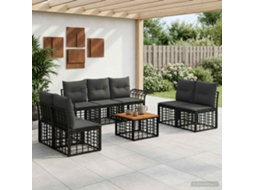 Vidaxl Conjunto De Sofás Para Exterior 8 Pcs Preto E Cinza Escuro