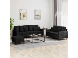 Vidaxl 3 Pcs Conjunto De Sofás Com Almofadões Veludo Preto