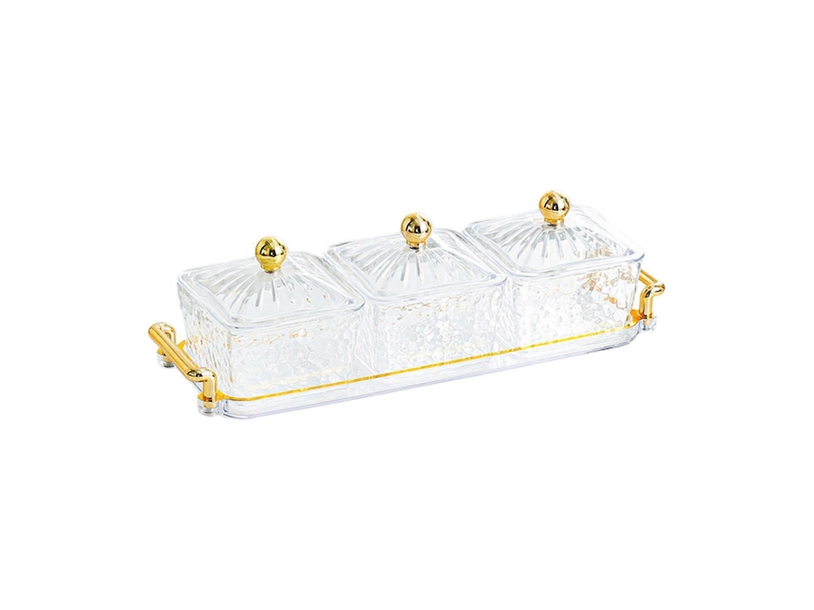 Bandeja Organizadora De Frutas Secas Com 3 Compartimentos Elegante Para Lanches