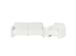 Conjunto De Sala De Estar Beliani Saland De Tela Blanco 82x202x82