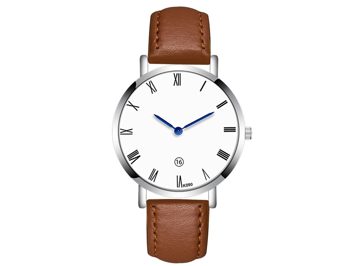 Reloj Hombre De Cuero Café Claro Analógico Quartz Para Negocios Pulsera