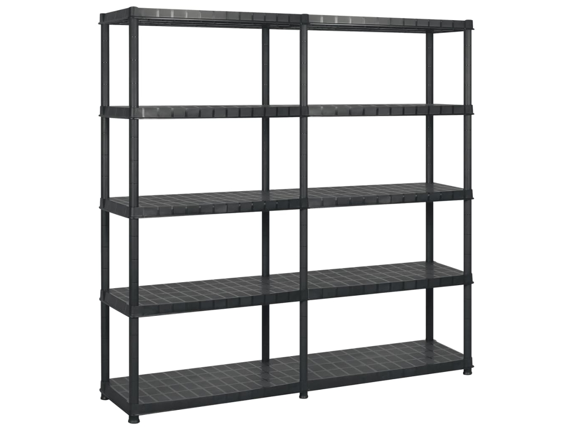 Conjunto 1 Storage Shelf, Storage Shelves Vidaxl Preto Plástico (183 X 45.7 X 185 Cm)