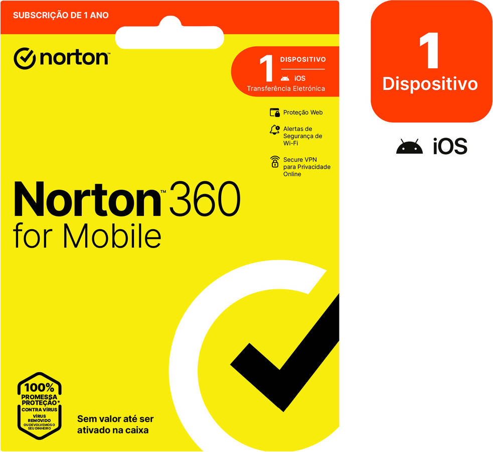 Software NORTON 360 Mobile (1 Dispositivo - 1 Ano - Smartphone - Formato Digital)