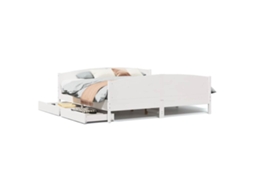 Cama Sem Colchão 200x200 cm Madeira de Pinho Maciça Branco MAISON EXCLUSIVE