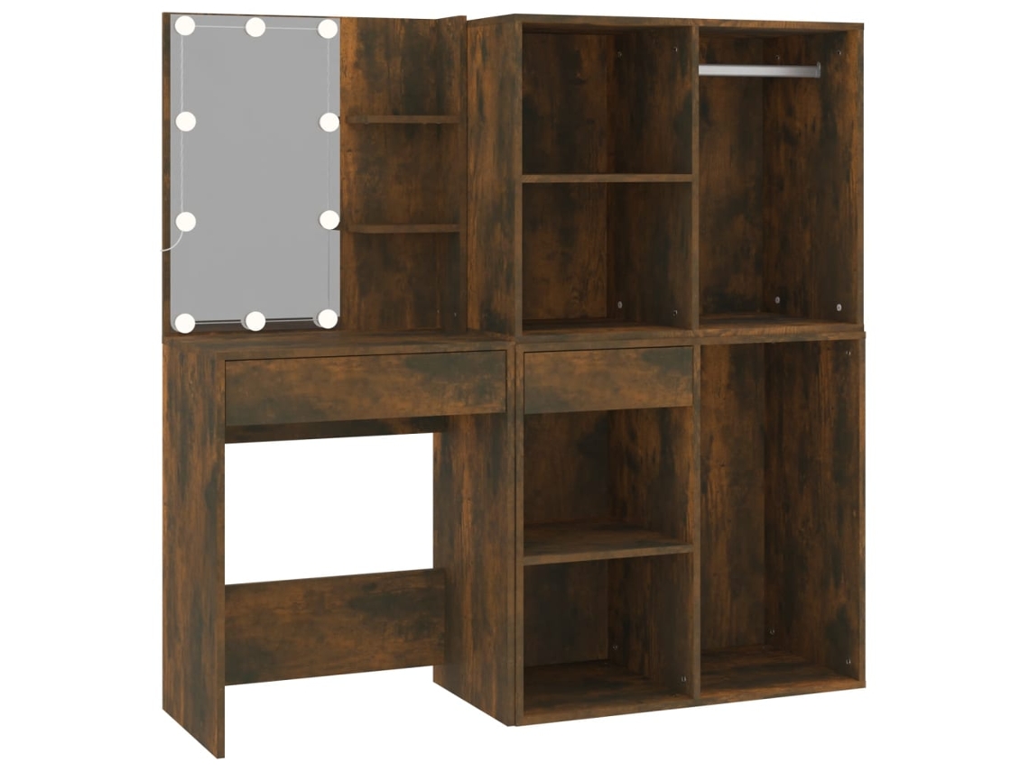 Led Dressing Table With Cabinets, Led Dressing Tables With Cabinets Vidaxl Marrom Madeira Processada (n/a)