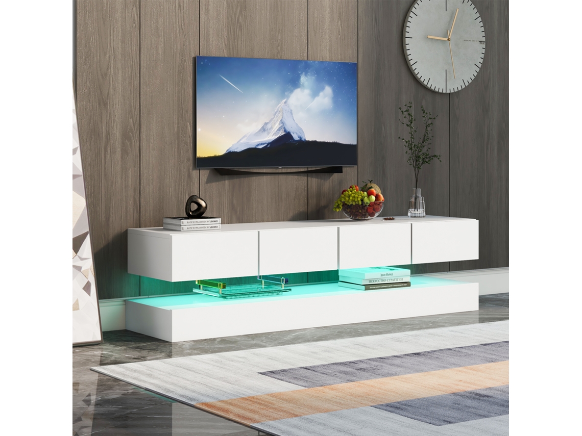 55 Polegadas Mobilavel De Parede Para Televisor Alvura Com Iluminacao-led, 2 Armários E 4 Caixotes, Pilar 5 130x33x15cm
