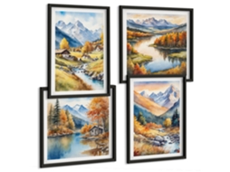 Quadros Decorativos Para Parede Figuras Abstratas Em Tons Pastel Moldura Preta Fotos Para O Escritório Espelharte (conjunto De 4 Imagens)