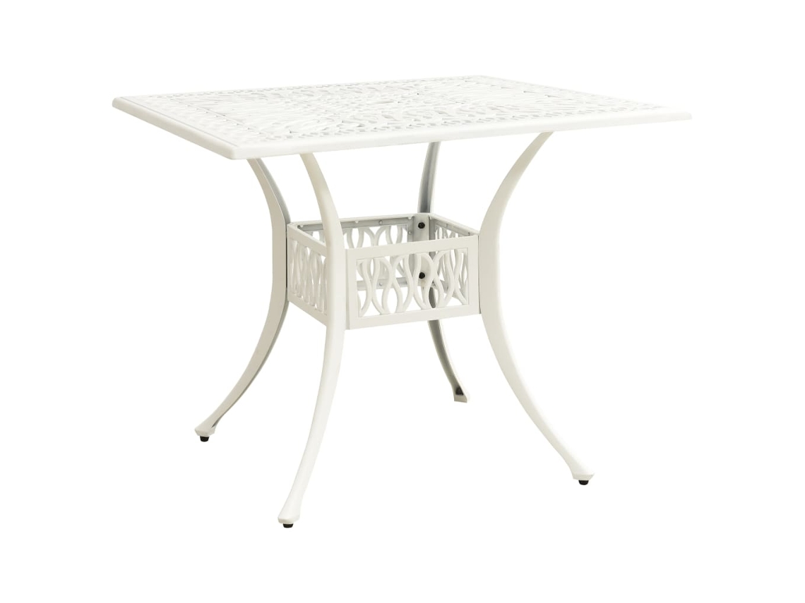 Vidaxl Mesa De Jardim 90x90x73 Cm Alumínio Fundido Branco