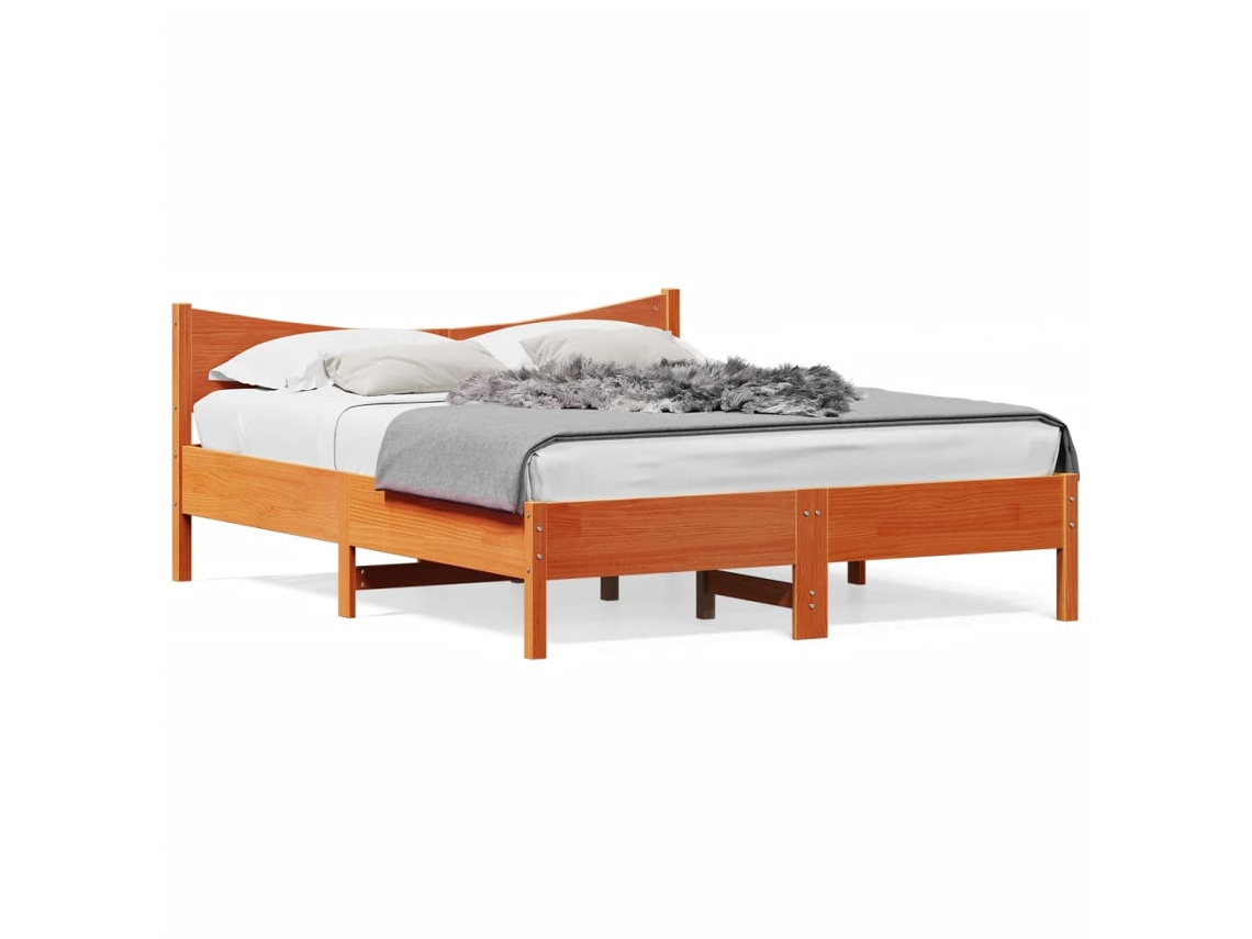 Cama Sem Colchão 150x200 cm Madeira Pinho Maciça Castanho mel MAISON EXCLUSIVE