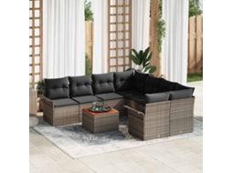 Vidaxl Conjunto De Sofá De Jardim 9 Unid. Cinzeto Vime Pe