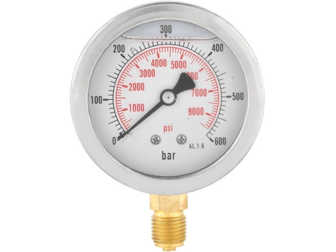 Manômetro Hidráulico 0-600 Bar - Medidor De Pressão - Manômetro - 63 Mm - Hermético - Aço Inoxidável