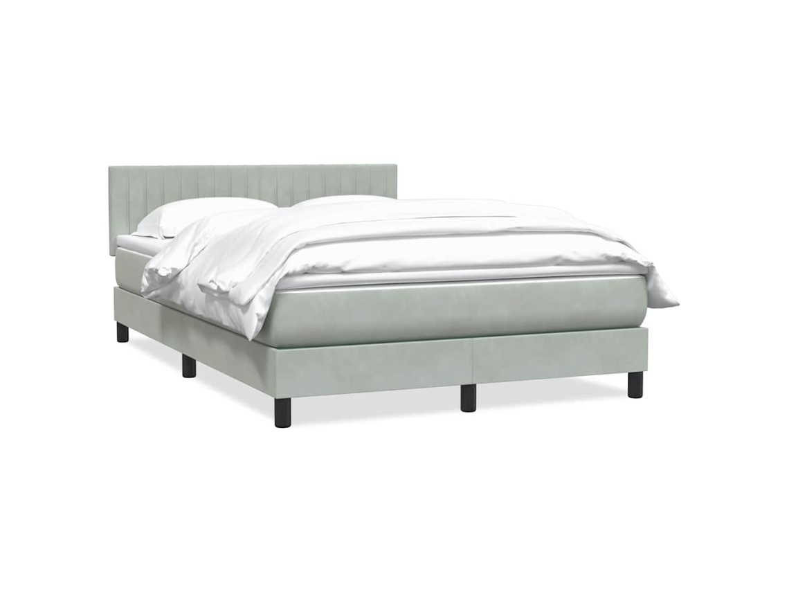 Vidaxl Cama Com Molas/colchão 160x220 Cm Veludo Cinzento-claro