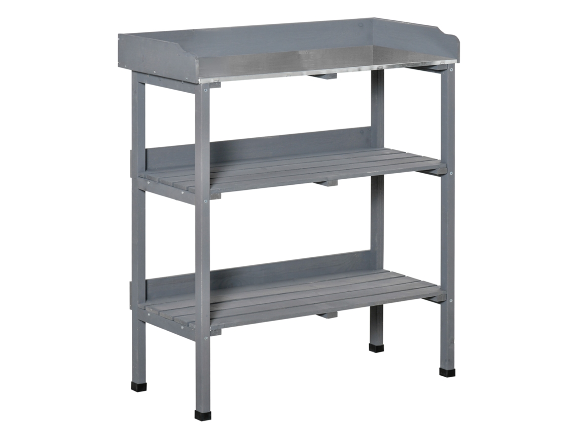 Mesa Jardinagem Metal Madeira 76x37x89cm Varanda VELTRIX