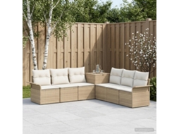 Vidaxl Conjunto De Sofás 7 Unid. Bege E Branco Creme