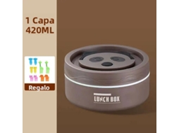 (cor Café, 420ml) Marmita Infantil Bento, Feita De Aço Inoxidável, Com Boca Larga, Isolamento Térmico E À Prova De Vazamentos.