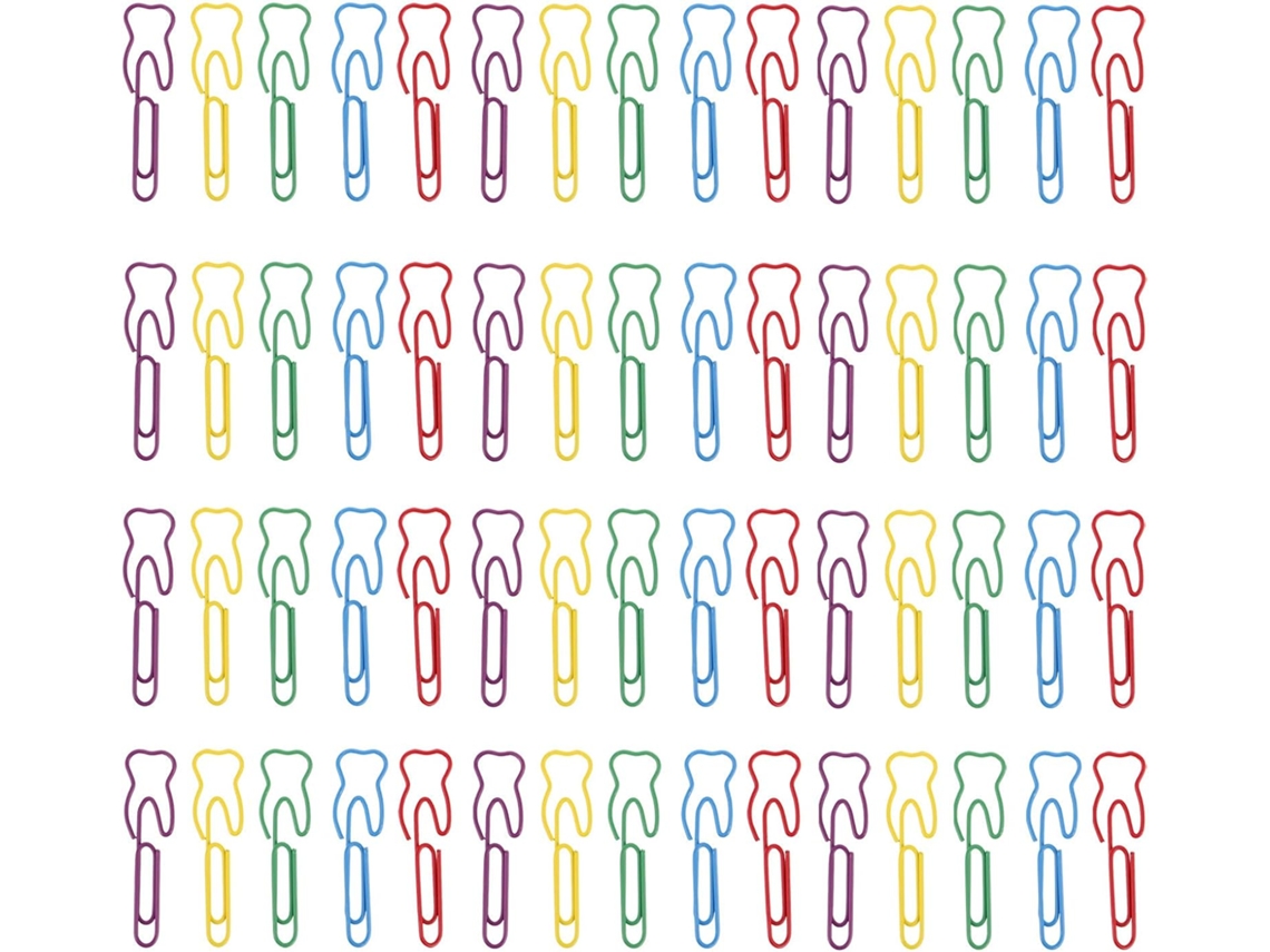 Healeved 100 Unidades de Clipes Papel Coloridos em Formato Dente, Mini Metal para Escritório e Material Esco
