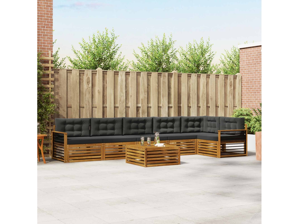 Vidaxl Conjunto De Sofás Para Exterior 7 Unid. Natural E Antracite