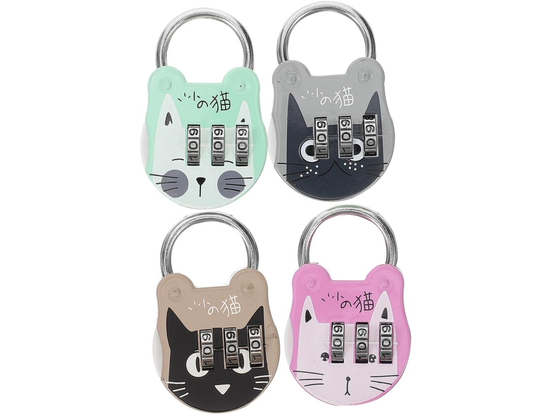 Conjunto De 4 Cadeados Combinação Com Desenhos Animados Fofos,