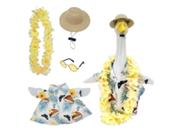 Conjunto de Vestir Havaiano com Grinalda para Ganso de Varanda 4 Peças, Compatível com Gansos de 17" e 23" Cor Clara PANOONA