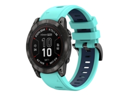 Bracelete Silicone Esportivo para Garmin Fenix 7x Pro XIAOMOYU (26mm) Verde Menta e Azul meia noite