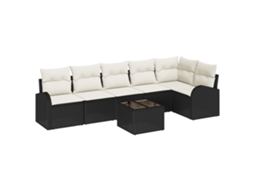 Conjunto 7 Conjunto De Sofá De Jardim Vidaxl Preto Vime Pe (55 X 55 X 37 Cm)