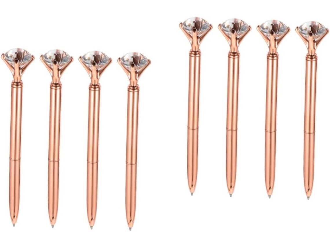Conjunto De 8 Canetas Esferográficas Nuobesty Com Design Em Diamante,