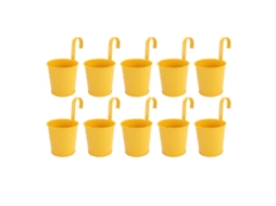 10 Vasos Flores Penduráveis Ganchos Removíveis Metal Decor Casa Amarelo