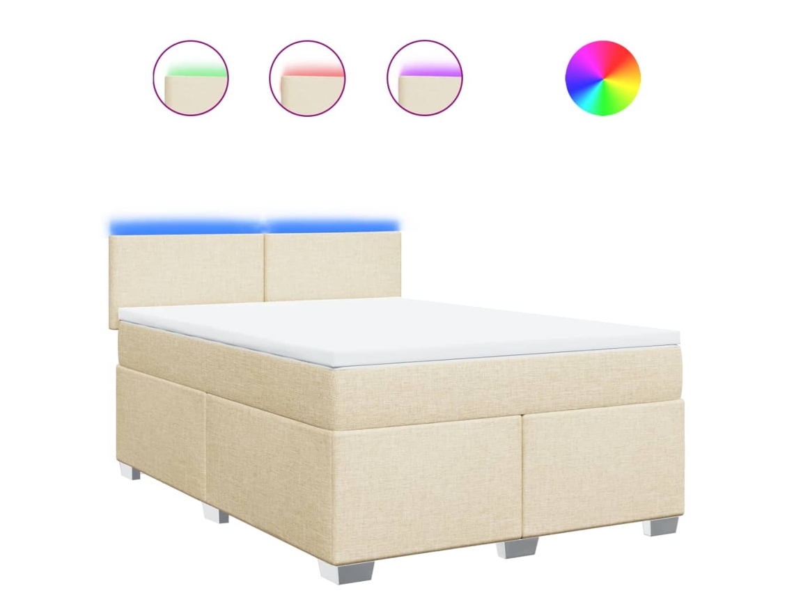 Cama box spring VIDAXL Creme Tecido (160x200cm)