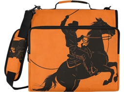 Organizador de documentos de grande capacidade, laranja, com estampa de cavalo cowboy, 3,8 cm de comprimento, 3 argolas.