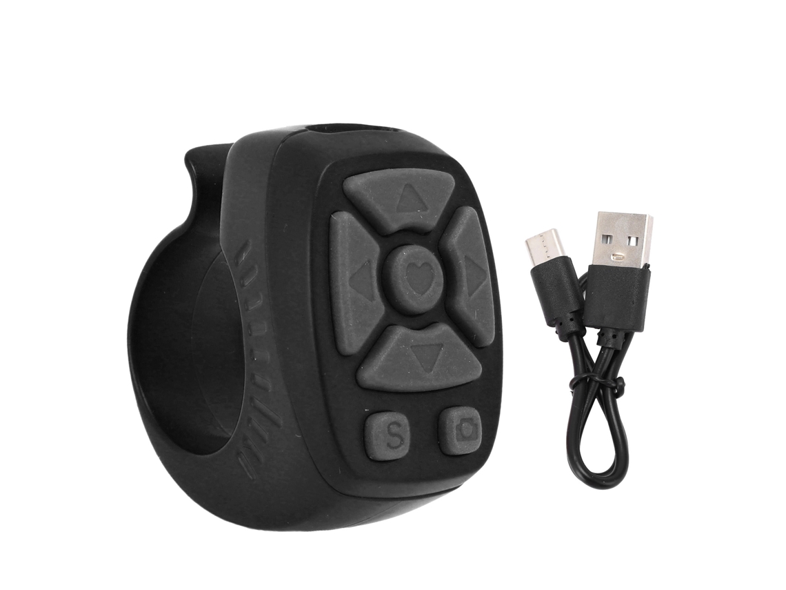 Fingertip Remote Control Ring Wireless Bluetooth Video Controller 7 Key For Tiktok Scrolling Black LAXISCREED