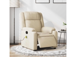 Vidaxl Poltrona De Massagens Reclinável Elétrica Tecido Creme