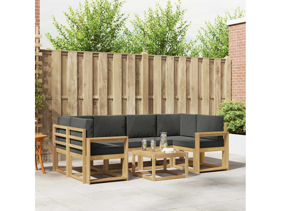 Vidaxl Conjunto De Sofás Para Exterior 7 Unid. Branco E Antracite