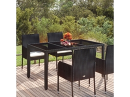 Vidaxl Mesa De Jardim Com Tampo De Vidro 150x90x75 Cm Vime Pe Preto