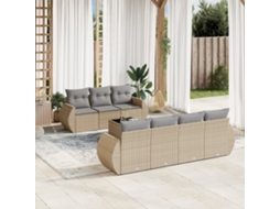 Vidaxl 8 Pcs Conjunto De Sofás P/ Jardim Com Almofadões Vime Pe Bege
