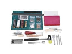 Kit de costura manual em couro "faça você mesmo" (42 peças, com ferramentas de perfuração para costura manual)