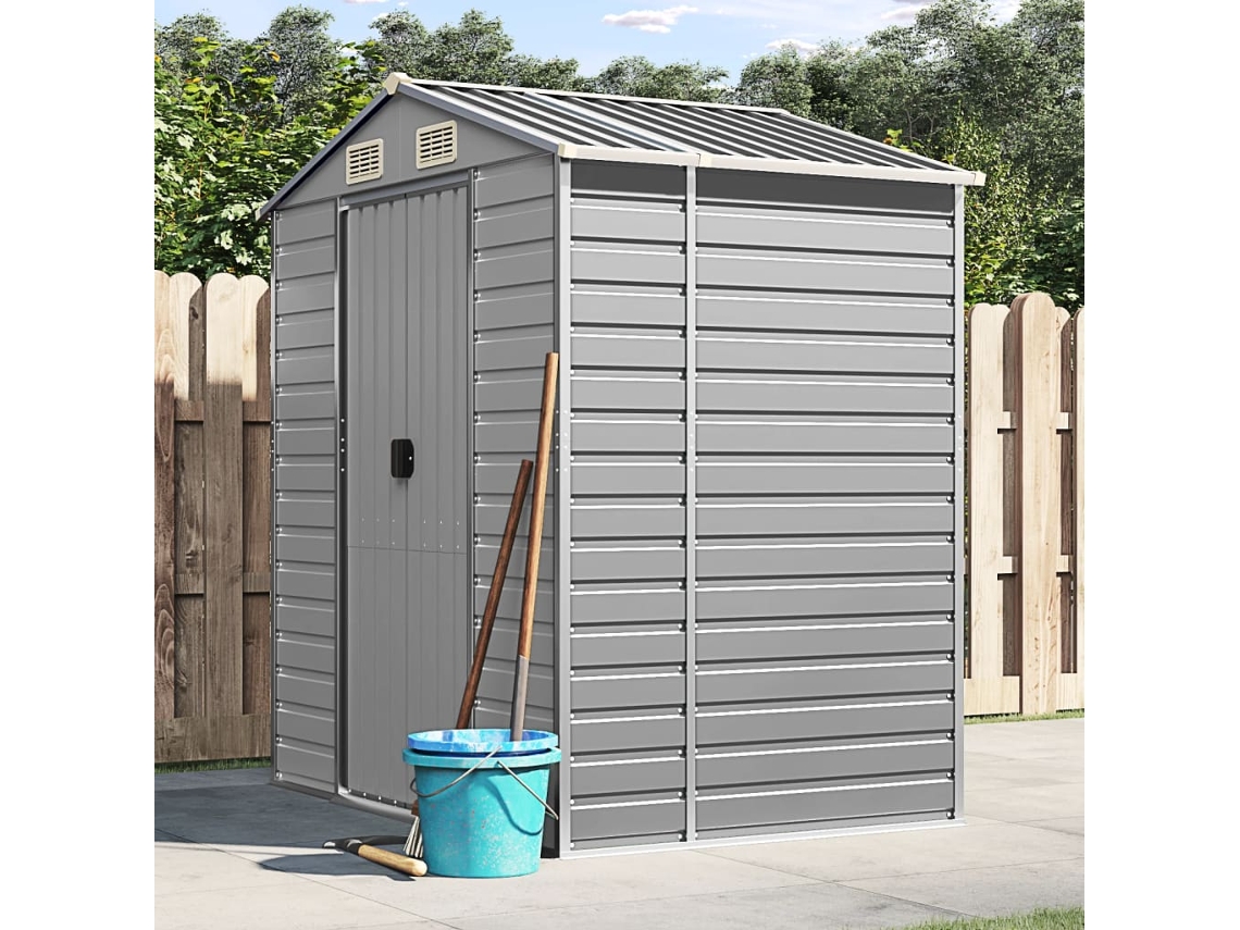 Vidaxl Abrigo De Jardim 191x130x198 Cm Aço Galvanizado Cinzento-claro