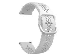 Pulseira Para Samsung Galaxy Watch 5 (44 Mm) / (40 Mm) / Pro Com Estampa De Flor Vazada - Branca
