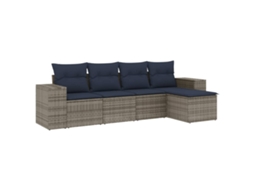 Conjunto de Sofá de Jardim, 5 Peças, Almofadas, Rattan Cinza MAISON EXCLUSIVE