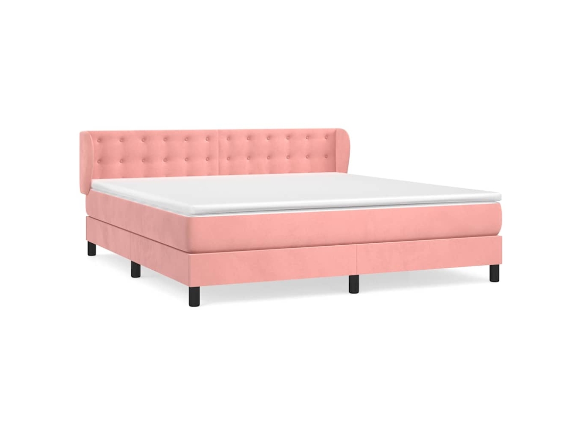 Conjunto 1 Cama Box Spring Vidaxl Cor-de-rosa Veludo (203 X 163 X 88 Cm)