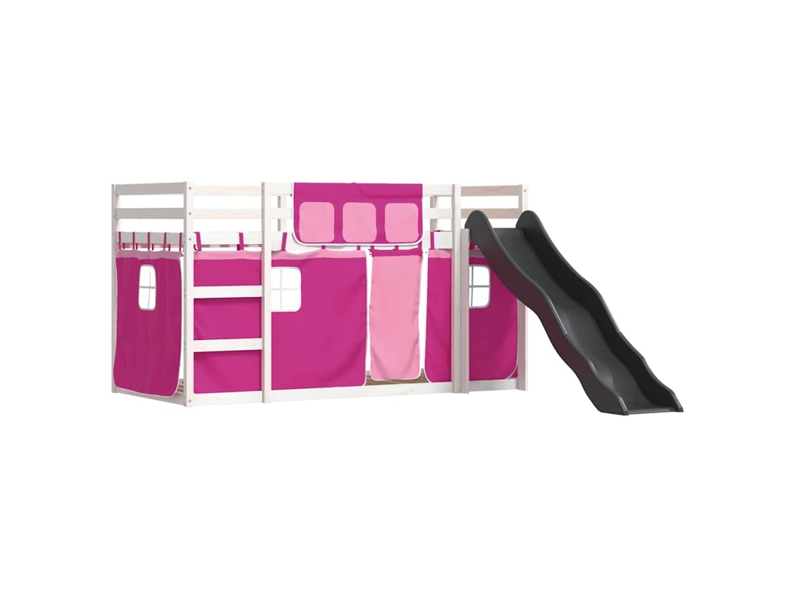 Beliche com Escorrega e Cortinas 90x200 Cm Rosa MAISON EXCLUSIVE