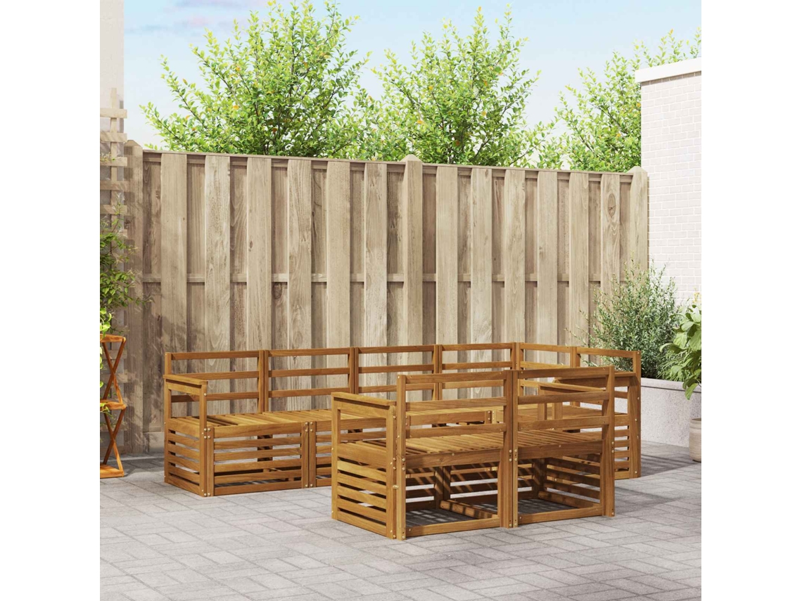 Vidaxl Conjunto De Sofás Para Exterior 7 Unid. Natural Poliéster