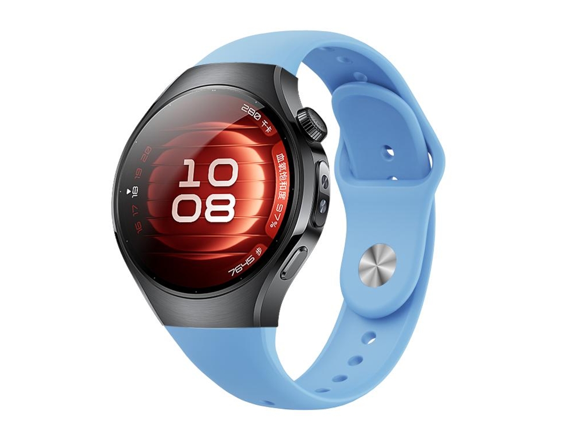 Bracelete Para Huawei Watch 5 (42mm) - Silicone - Fivela Reversa Azul-nuvem