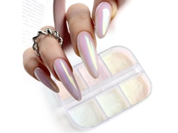 6 Pó de Unha Chrome de Pérola com Efeito Holográfico para Decoração de Unhas em Manicure