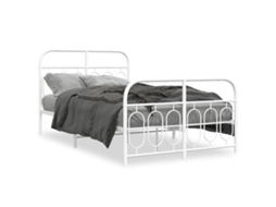 Estrutura de Cama com Cabeceira e Pés Metal Branco MAISON EXCLUSIVE 120x200 cm