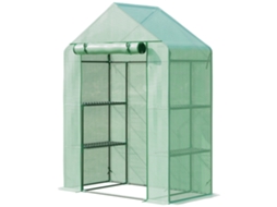 Estufa Varanda 141x72x191cm Com 3 Andares E Lona Pe 140g/m², Plantas Verde
