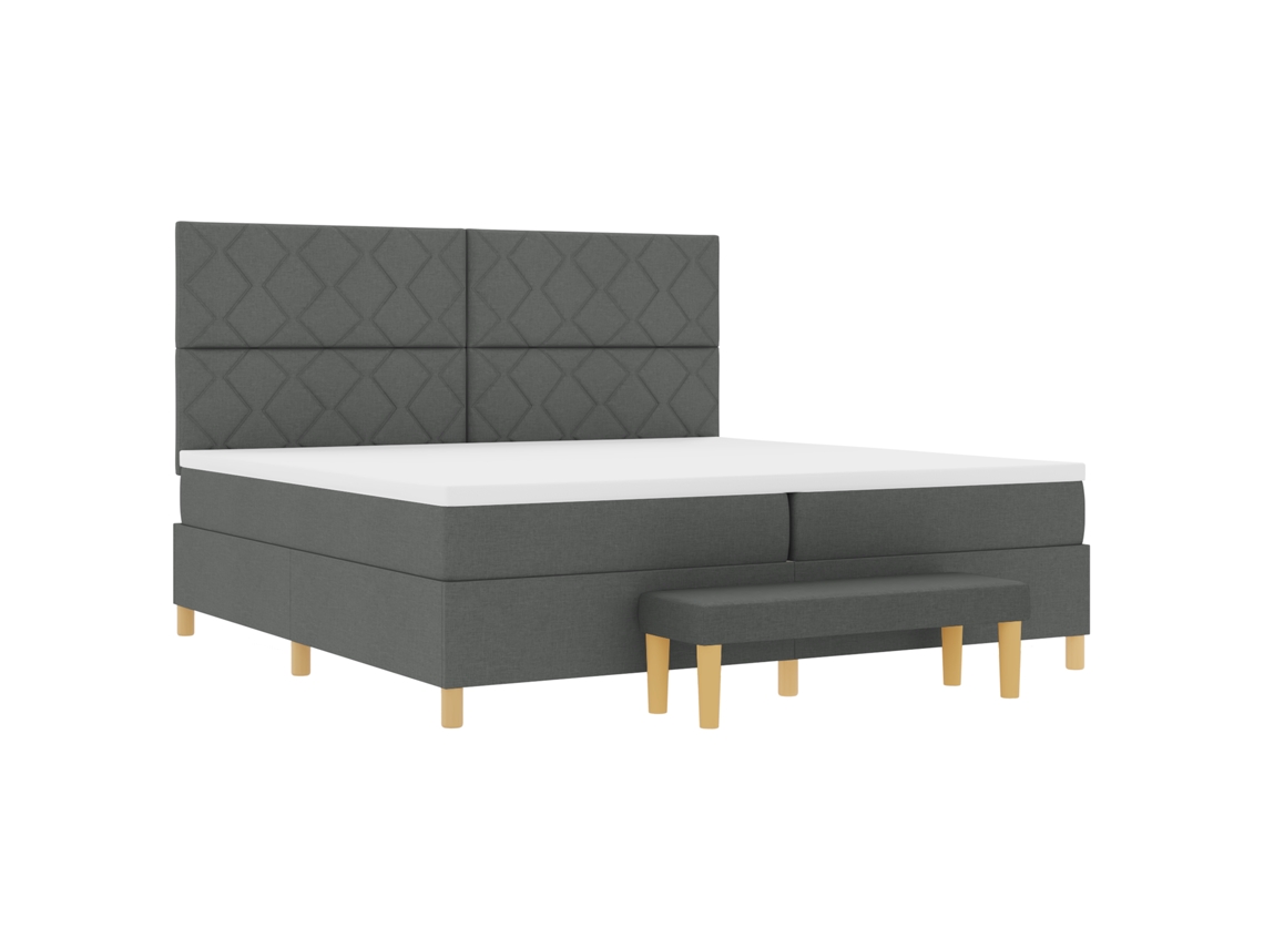 Cama Bospring Com Colchão & Banco Cinza Escuro Tecido Vidaxl Fabric (200 X 200 Cm)