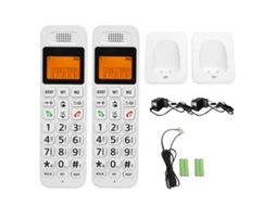 Telefone sem fio Mali DECT 6.0, com 2 handsets, display LCD retroiluminado, bloqueio de chamadas, botões grandes, para idosos, branco