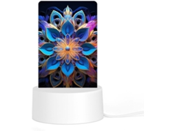 Luminária noturna retangular em acrílico com base e estampa de mandala, luz noturna de LED para quarto e banheiro.