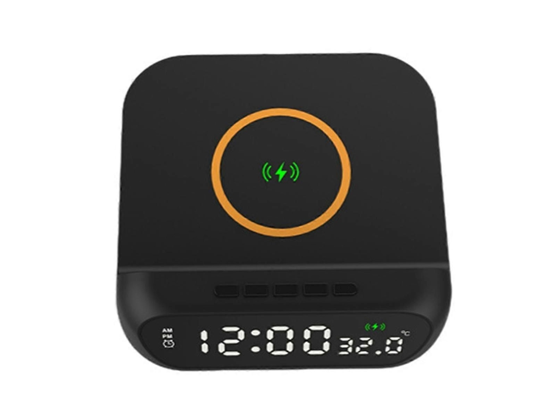 Despertador com carregamento sem fio e carregador 3 em 1 preto GOKOCO